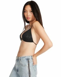 STEVEMADDEN RHINESTONE BIKINI TOP BLACK BLACK Women's Clothing