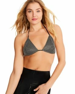 STEVEMADDEN RHINESTONE BIKINI TOP BLACK