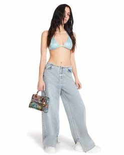 STEVEMADDEN RHINESTONE BIKINI TOP BLUE Women's Clothing