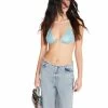 STEVEMADDEN RHINESTONE BIKINI TOP BLUE Women's Clothing