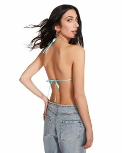 STEVEMADDEN RHINESTONE BIKINI TOP BLUE Women's Clothing