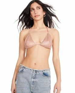STEVEMADDEN RHINESTONE BIKINI TOP PINK Women's Clothing