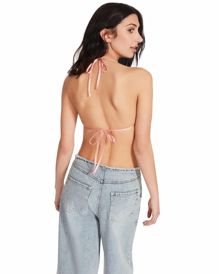 STEVEMADDEN RHINESTONE BIKINI TOP PINK Women's Clothing