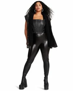 SteveMadden FAUX LEATHER LEGGINGS BLACK Women's Clothing