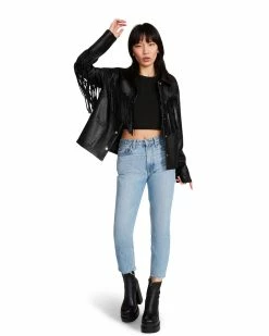 SteveMadden Women's Clothing FRINGE JACKET BLACK