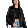 SteveMadden Women's Clothing FRINGE JACKET BLACK