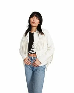 SteveMadden FRINGE JACKET WHITE Women's Clothing