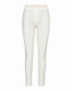 SteveMadden MESH RHINESTONE PANTS IVORY