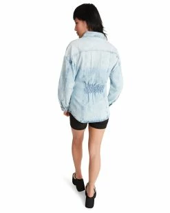 STEVEMADDEN ELASTIC BACK DENIM SHIRT DENIM FABRIC