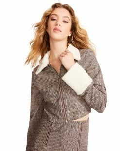 STEVEMADDEN Women's Clothing CELESTE JACKET BROWN