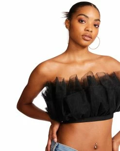 STEVEMADDEN Women's Clothing ELAINE TOP BLACK