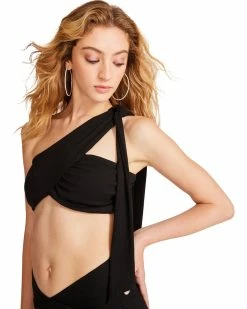 STEVEMADDEN ONE SHOULDER TIE TOP BLACK