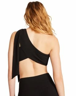 STEVEMADDEN ONE SHOULDER TIE TOP BLACK