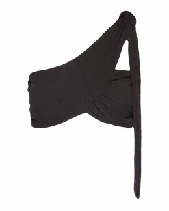 STEVEMADDEN ONE SHOULDER TIE TOP BLACK