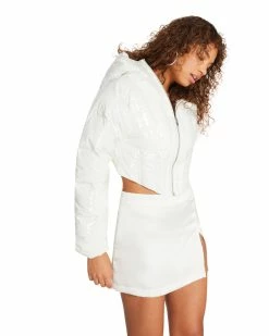 STEVEMADDEN CORSET PUFFER JACKET WHITE Women's Clothing