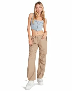 STEVEMADDEN PIA PARACHUTE PANT KHAKI Women's Clothing