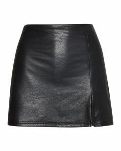 STEVEMADDEN CAM FAUX LEATHER SKORT BLACK Women's Clothing