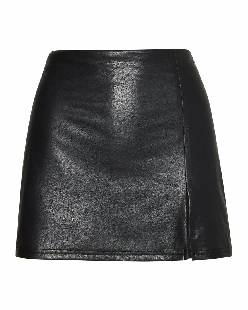 STEVEMADDEN CAM FAUX LEATHER SKORT BLACK Women's Clothing