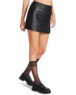 STEVEMADDEN CAM FAUX LEATHER SKORT BLACK Women's Clothing