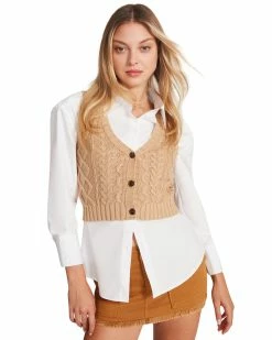 STEVEMADDEN CORY SWEATER VEST BEIGE