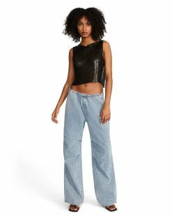 STEVEMADDEN Women's Clothing SALINA TOP BLACK