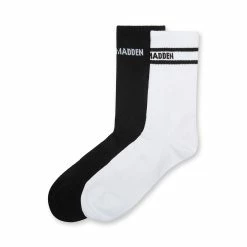 STEVEMADDEN BAND LOGO CREW SOCK WHITE BLACK