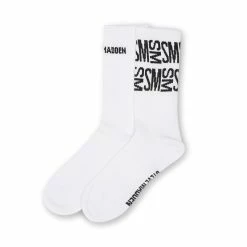 STEVEMADDEN BLOCK LOGO CREW SOCK WHITE