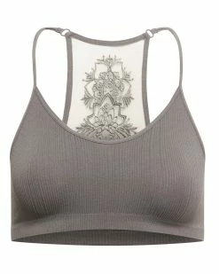 SteveMadden Women's Clothing THE ELLA MESH BRALETTE GREY +