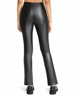 SteveMadden Women's Clothing SLIT FRONT FAUX LEATHER PANT BLACK