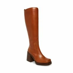 STEVEMADDEN Women's Shoes ANDIEE COGNAC LEATHER
