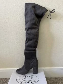 Recurate Resale NORRIS GREY SUEDE HEELED BOOTS - SM REBOOTED