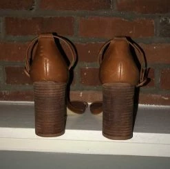 Recurate OPEN TOE HEEL IN BROWN LEATHER - SM REBOOTED