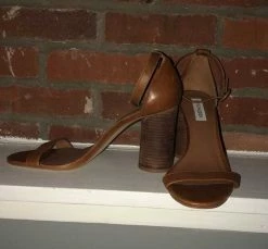 Recurate OPEN TOE HEEL IN BROWN LEATHER - SM REBOOTED