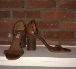 Recurate OPEN TOE HEEL IN BROWN LEATHER - SM REBOOTED